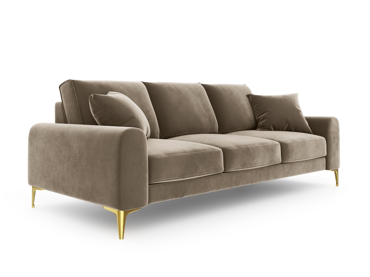 Canapea, Madara, Mazzini Sofas, 4 locuri, gold legs, 237x102x90 cm, catifea, bej Canapele